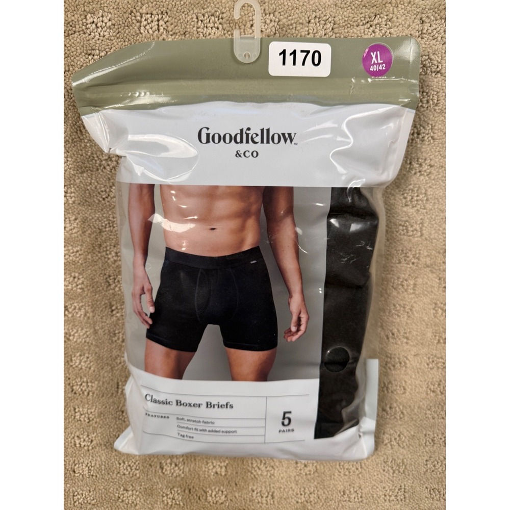 NWT Goodfellow & Co Mens Boxer Briefs 6 Pack Black Cotton Stretch XL 40-42 #1170 - Picture 7 of 13